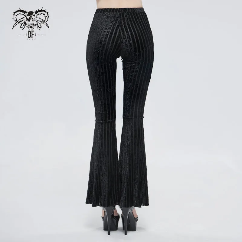 PT149 Striped flocked flared pants