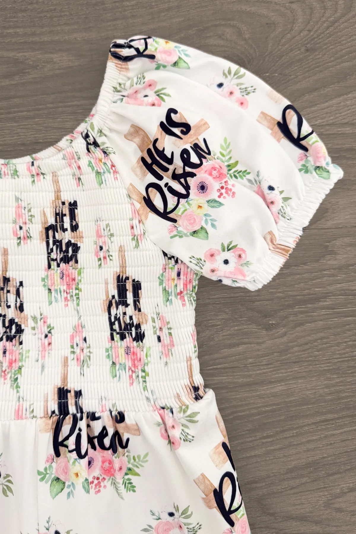 "He Is Risen" Floral Bell Bottom Jumpsuit