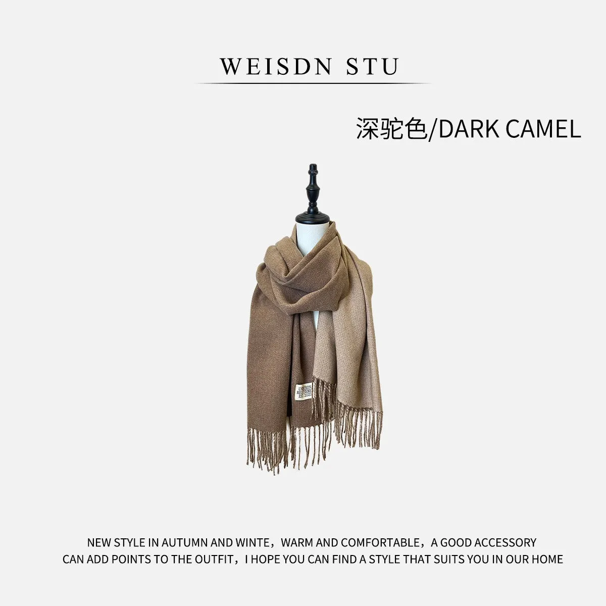 Reversible Double-faced Big Poncho Australian Wool Feel Scarf