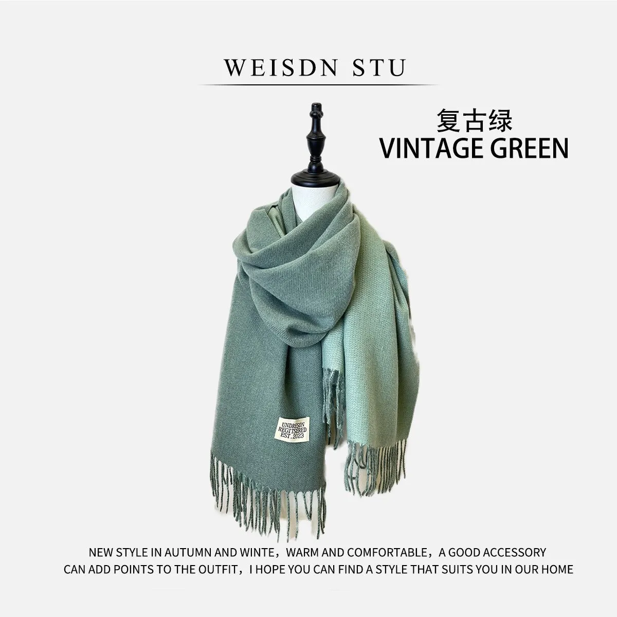 Reversible Double-faced Big Poncho Australian Wool Feel Scarf