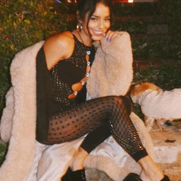 Rhinestone Mesh Patchwork Jumpsuit