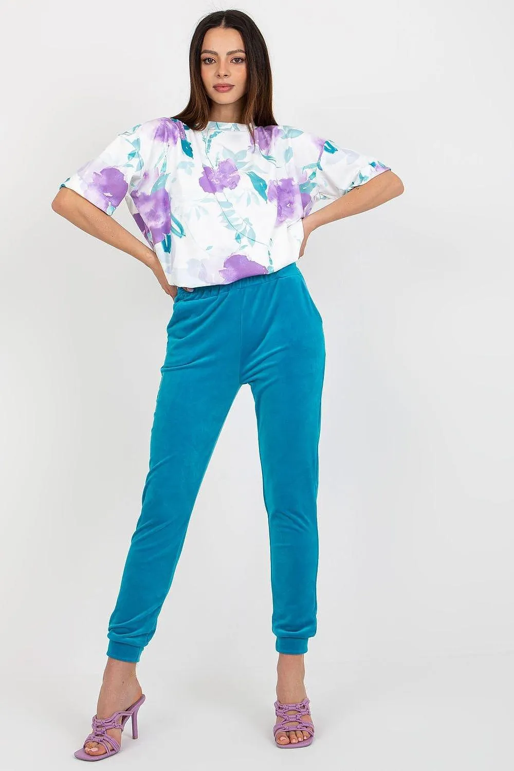 Rue Paris Velour Blouse and Pants Set