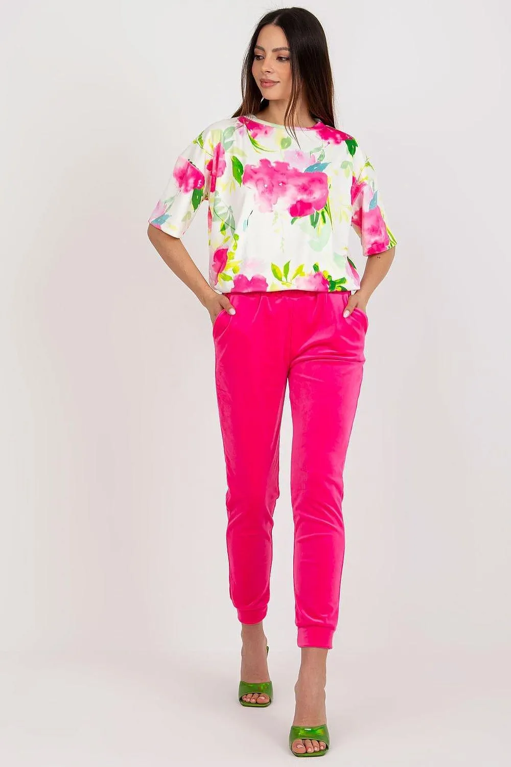 Rue Paris Velour Blouse and Pants Set