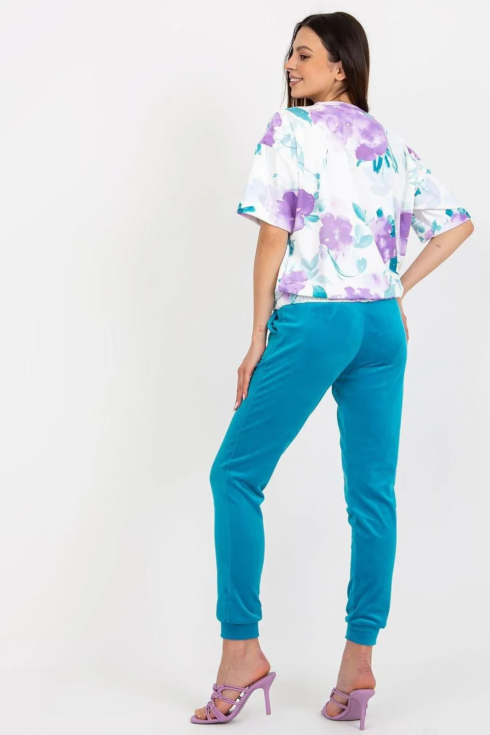 Rue Paris Velour Blouse and Pants Set