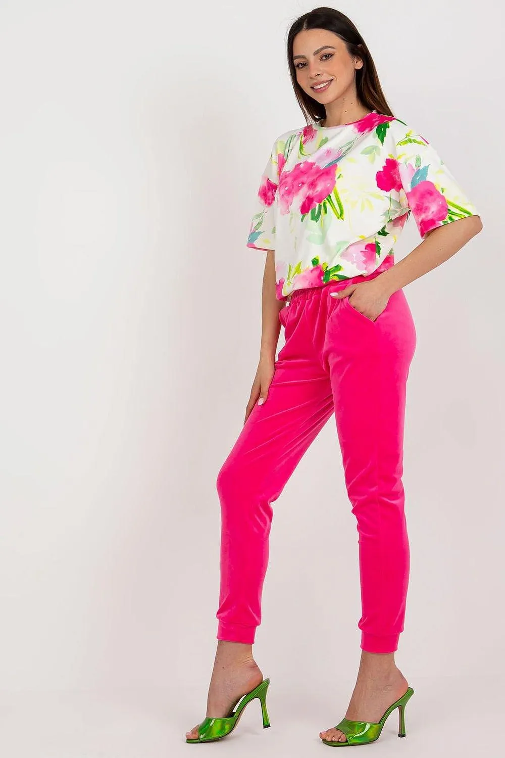 Rue Paris Velour Blouse and Pants Set