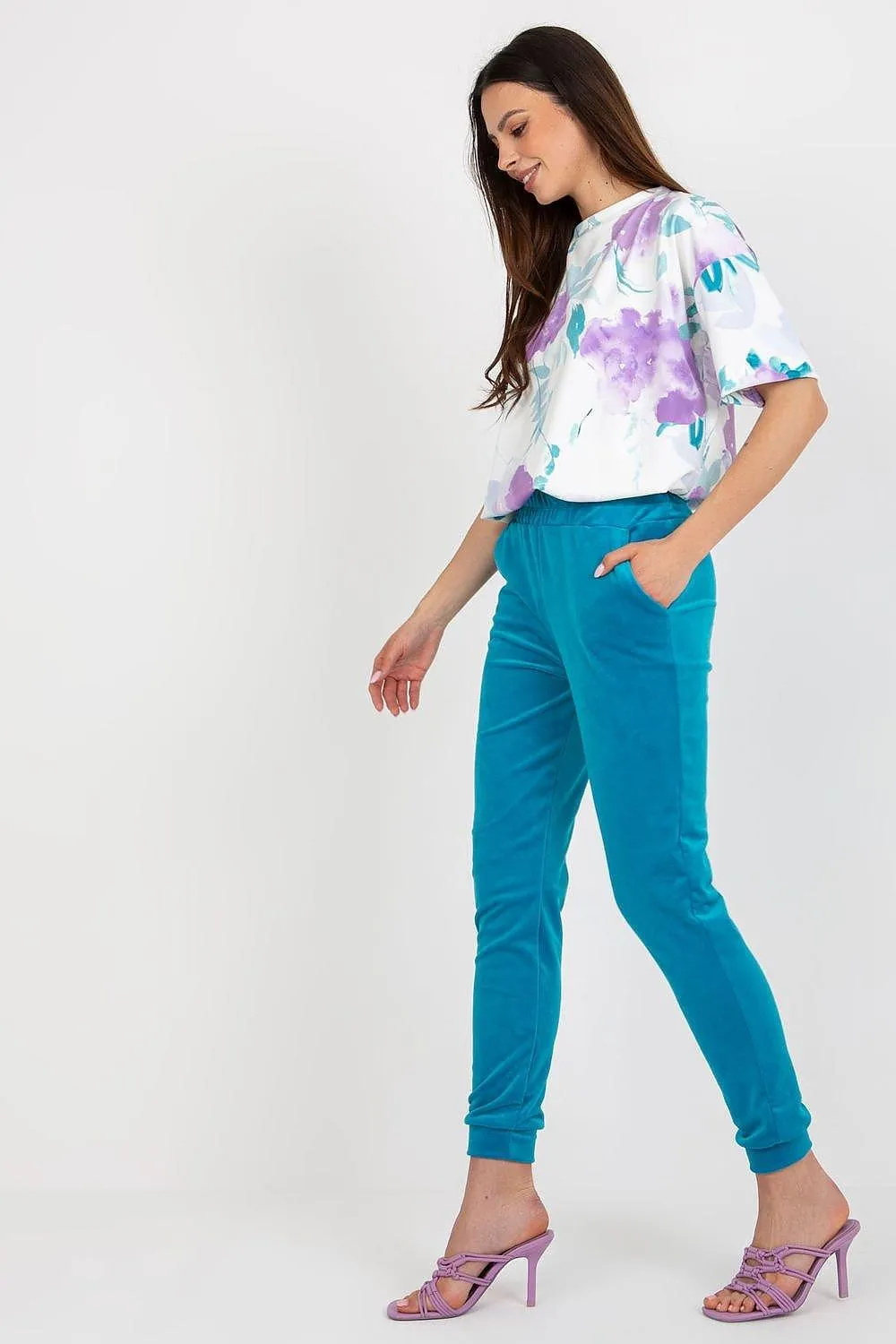 Rue Paris Velour Blouse and Pants Set