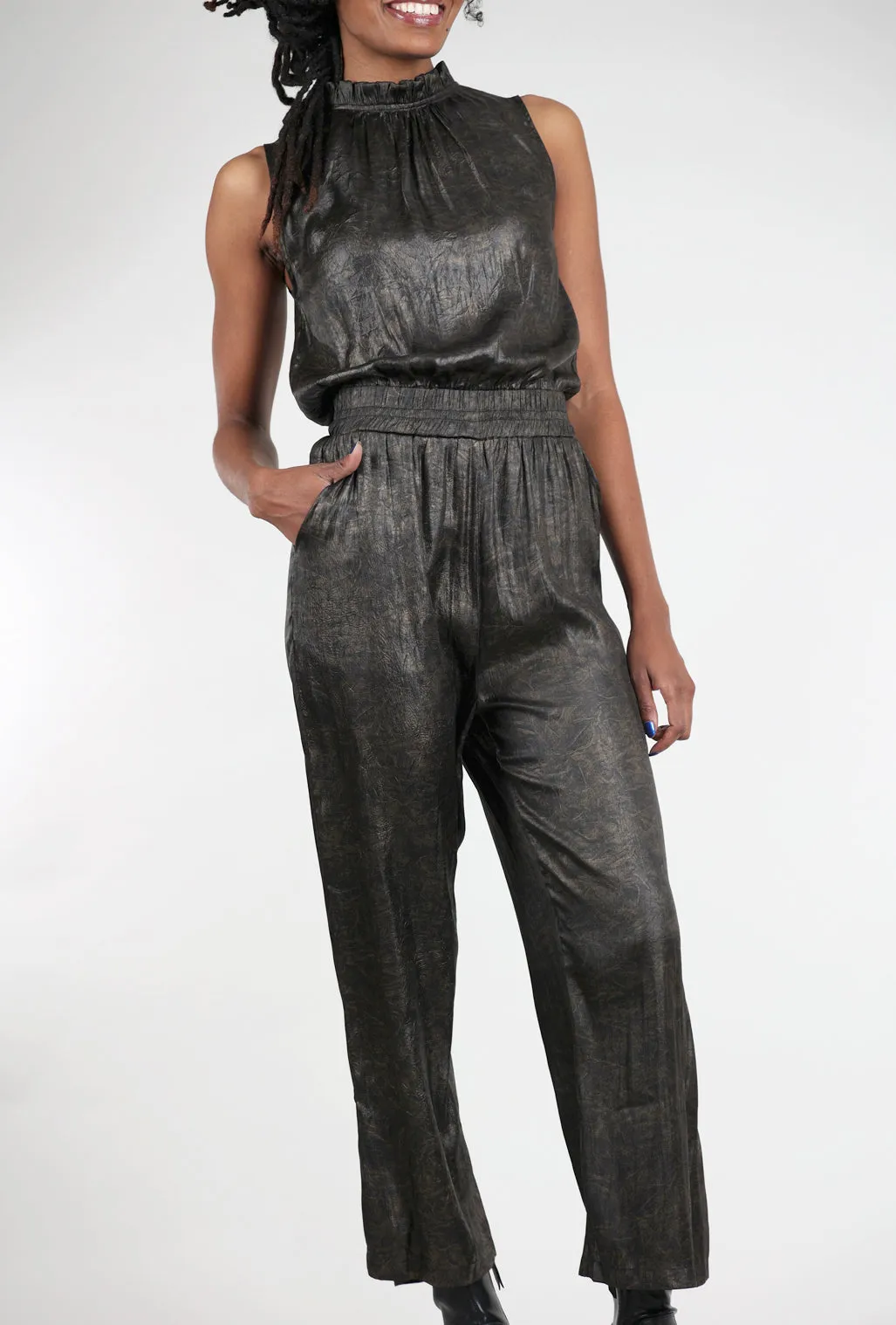 Ruffle Neck Jumpsuit, Black