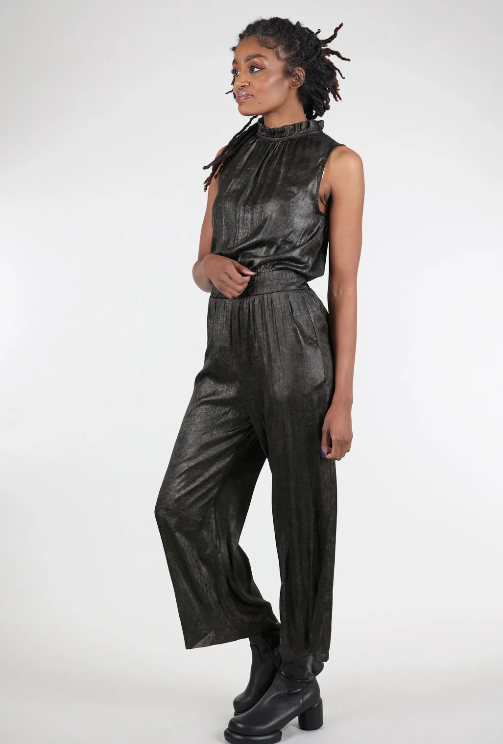 Ruffle Neck Jumpsuit, Black
