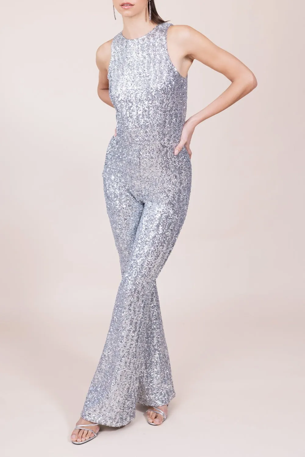 Sequin Flare Leg Jumpsuit
