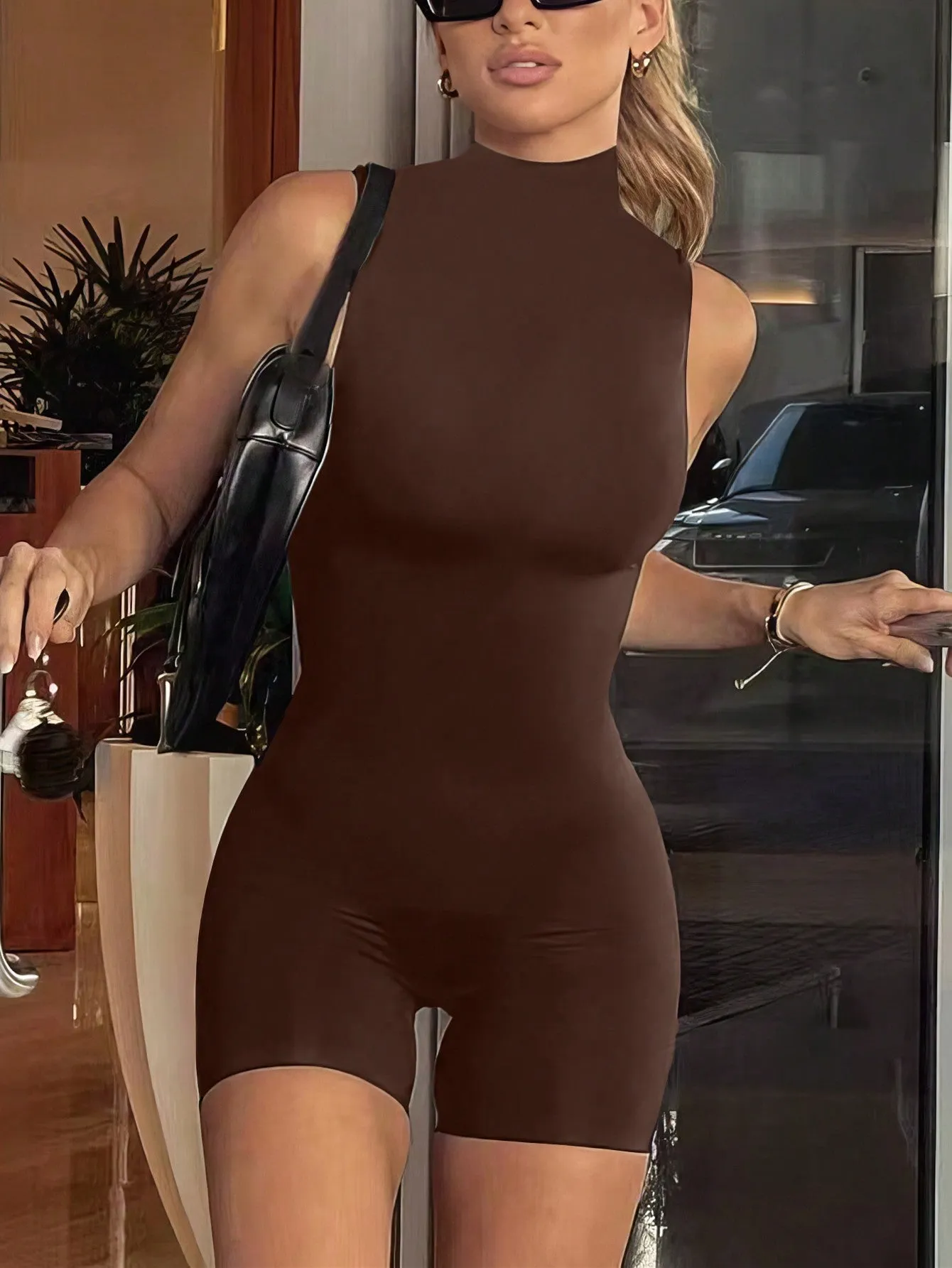 Sleeveless Stand Neck Unitard Jumpsuit SS24