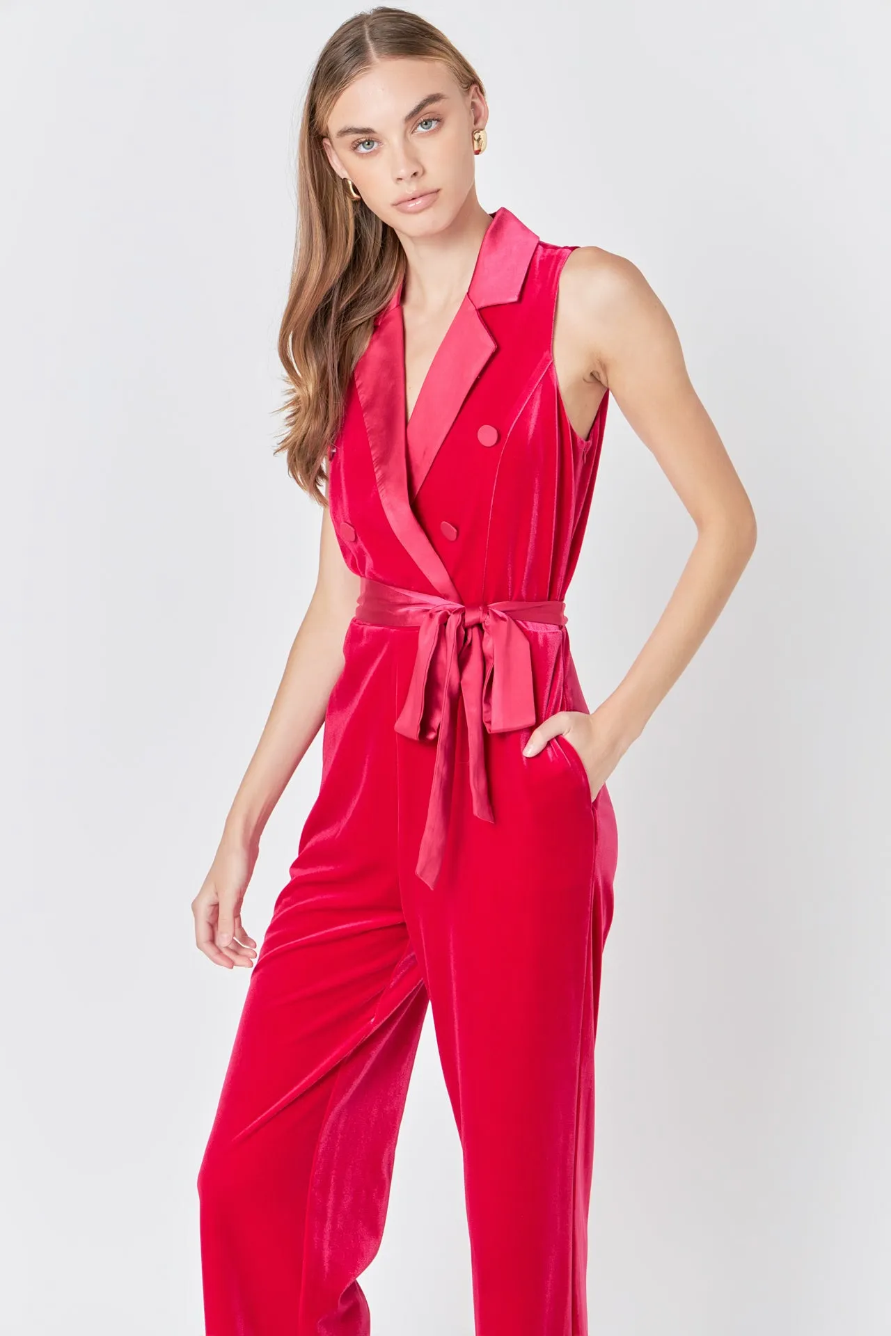Sleeveless Velvet Jumpsuit