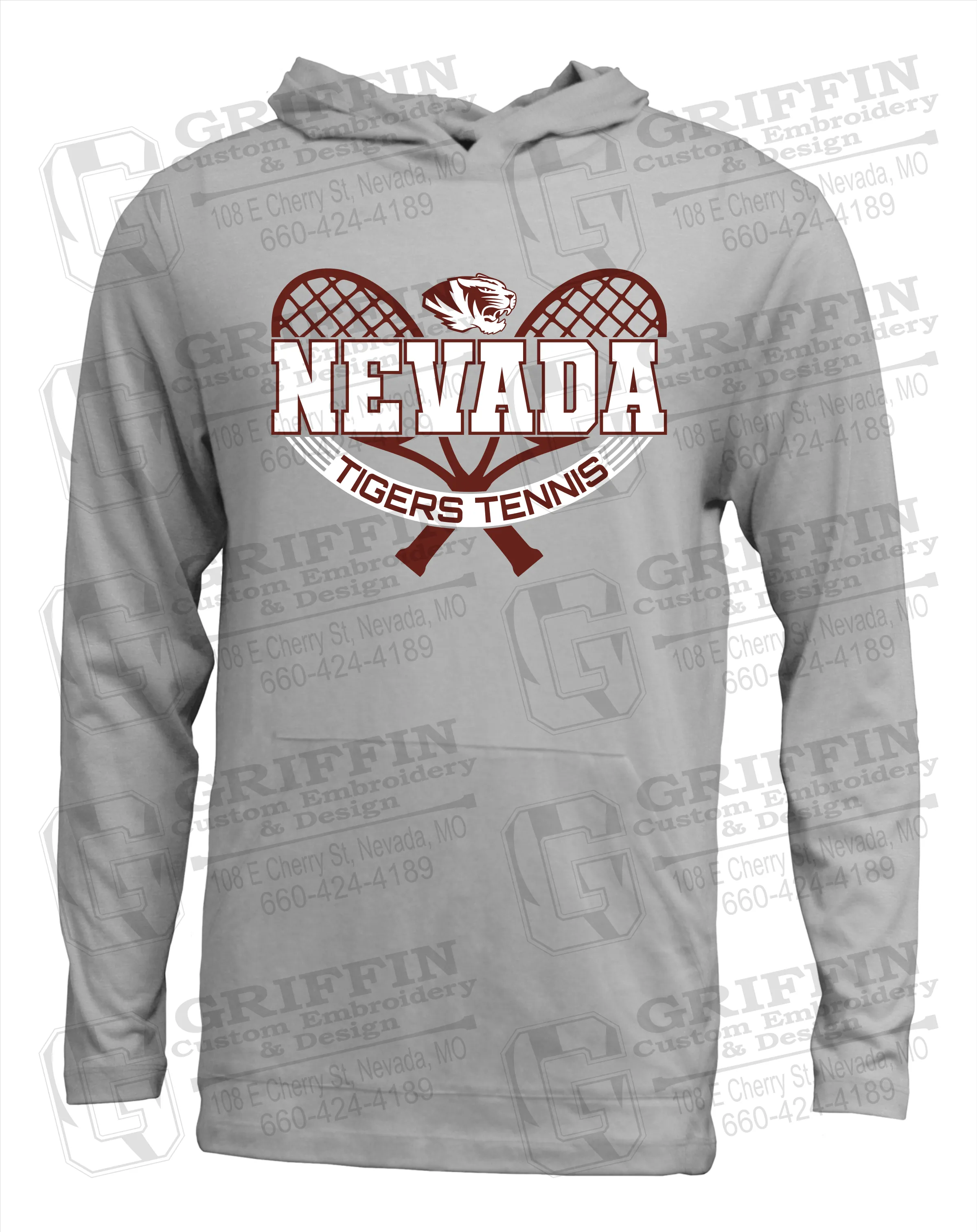Soft-Tek T-Shirt Hoodie - Tennis - Nevada Tigers 21-Y