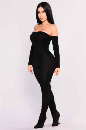 Solid Color Skinny Slim Long Sleeve Off Shoulder Bodycon Jumpsuits