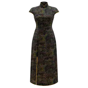 SPARKLE by KAREN CHAN x ICHO【CHINESE UNICORN】100% Silk Cheongsam(Cap Sleeve /A Shape)