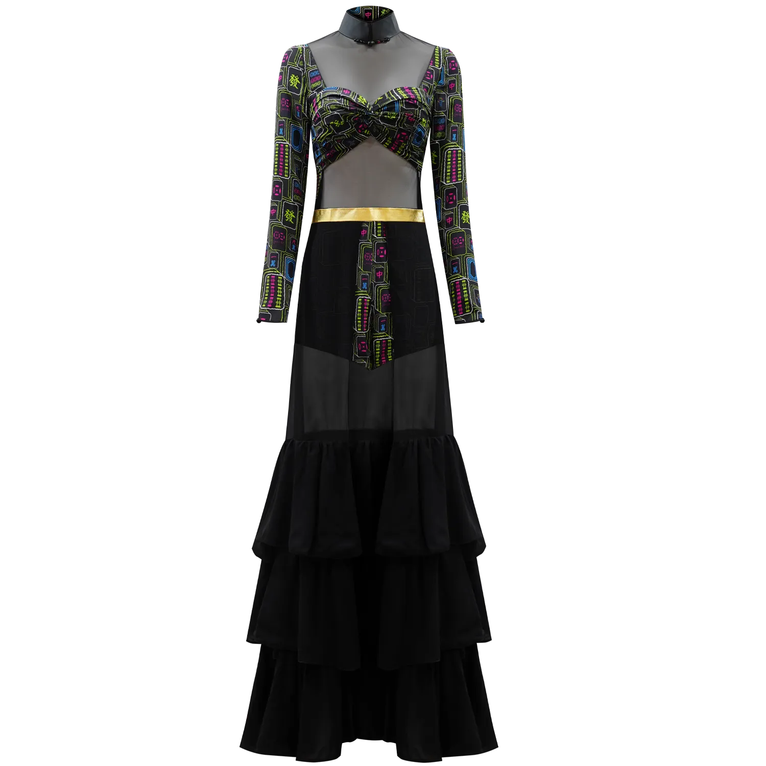 SPARKLE by KAREN CHAN x ICHO【MAHJONG】Silk & Chiffon Cheongsam Jumpsuit (Regular Fit)