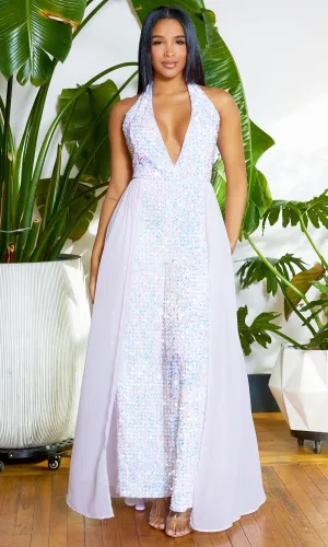 Steal the Show I Sequin Jumpsuit - White FINAL SALE