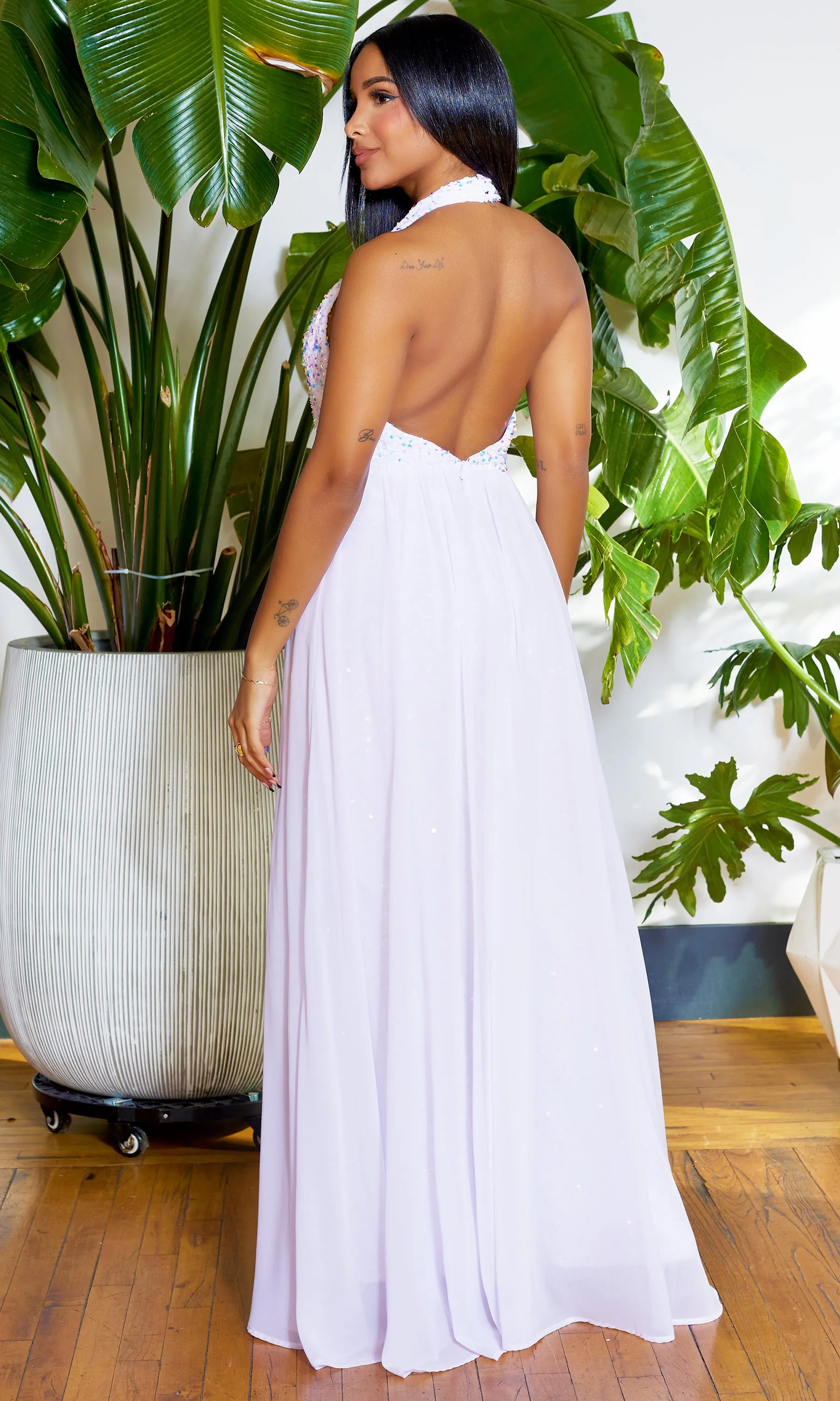 Steal the Show I Sequin Jumpsuit - White FINAL SALE