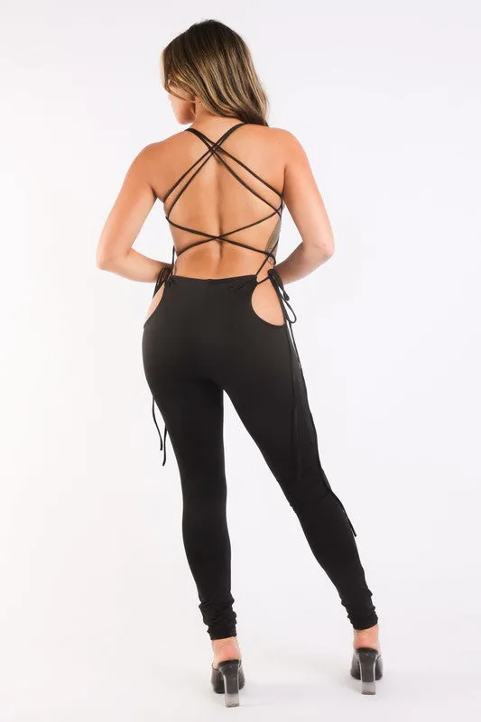 Strappy open back jumpsuit