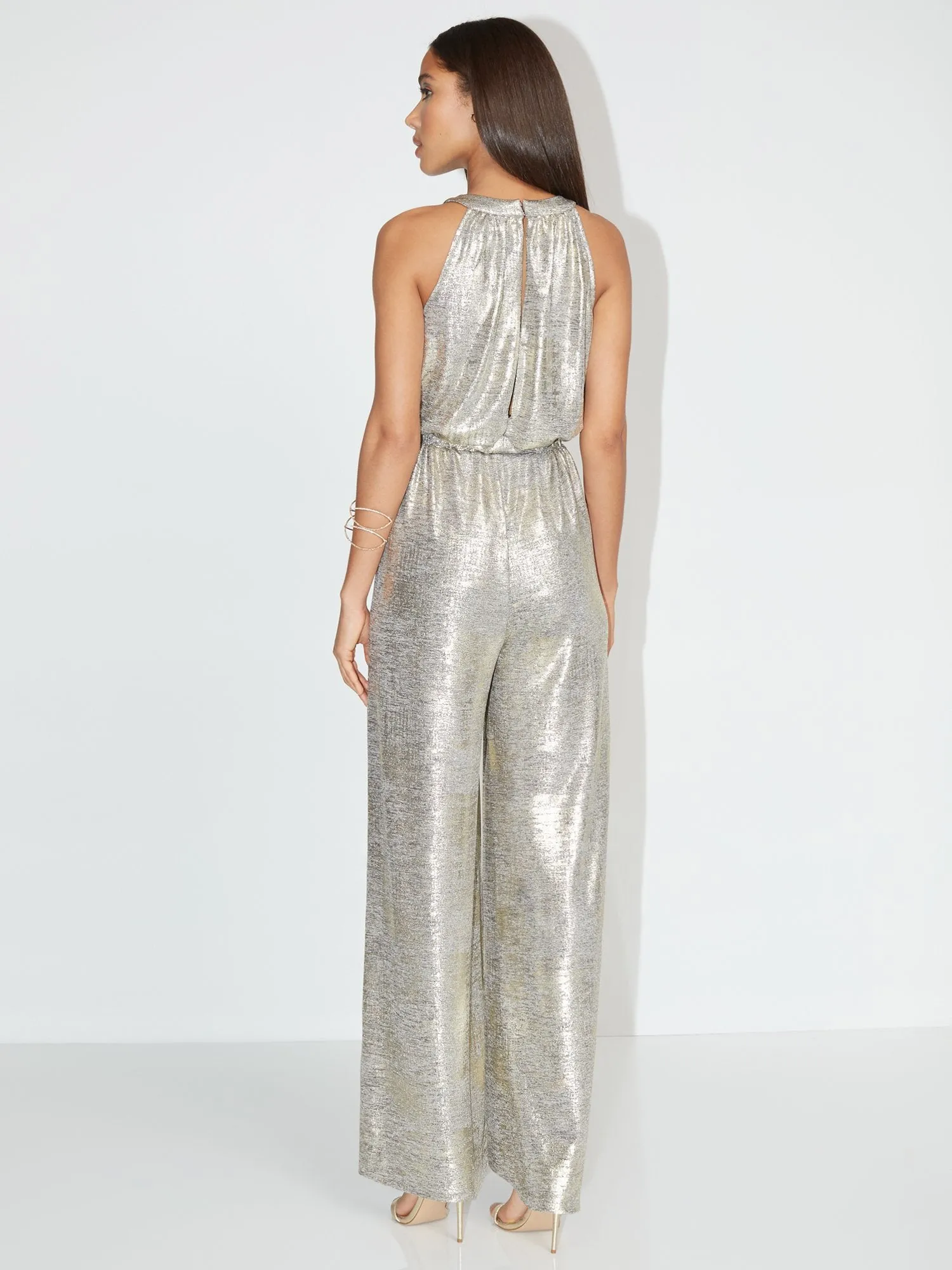 Tall Metallic Sleeveless Wide-Leg Jumpsuit - NY&C Style System