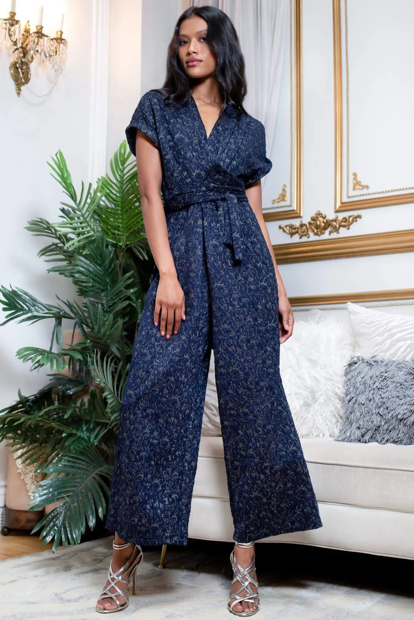 Tate Jumpsuit - Metallic Navy