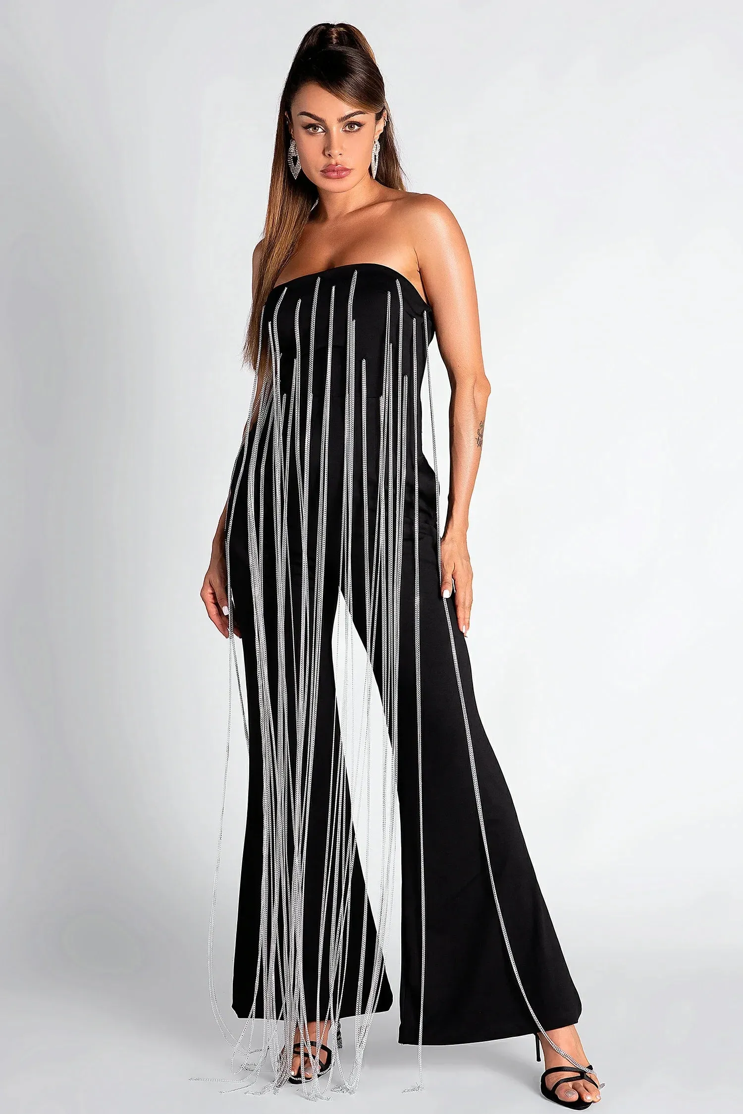 Tatide Off Shoulder Fringe Jumpsuit