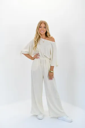 Taylor Short Sleeve Jumpsuit-Oatmeal