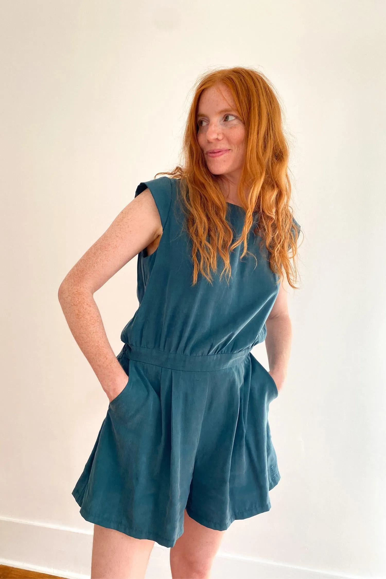 The Short Shorts ezp® Playsuit in Teal Tencel