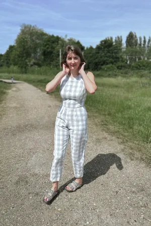 The Sisterhood ezp® Jumpsuit Grey Gingham Linen