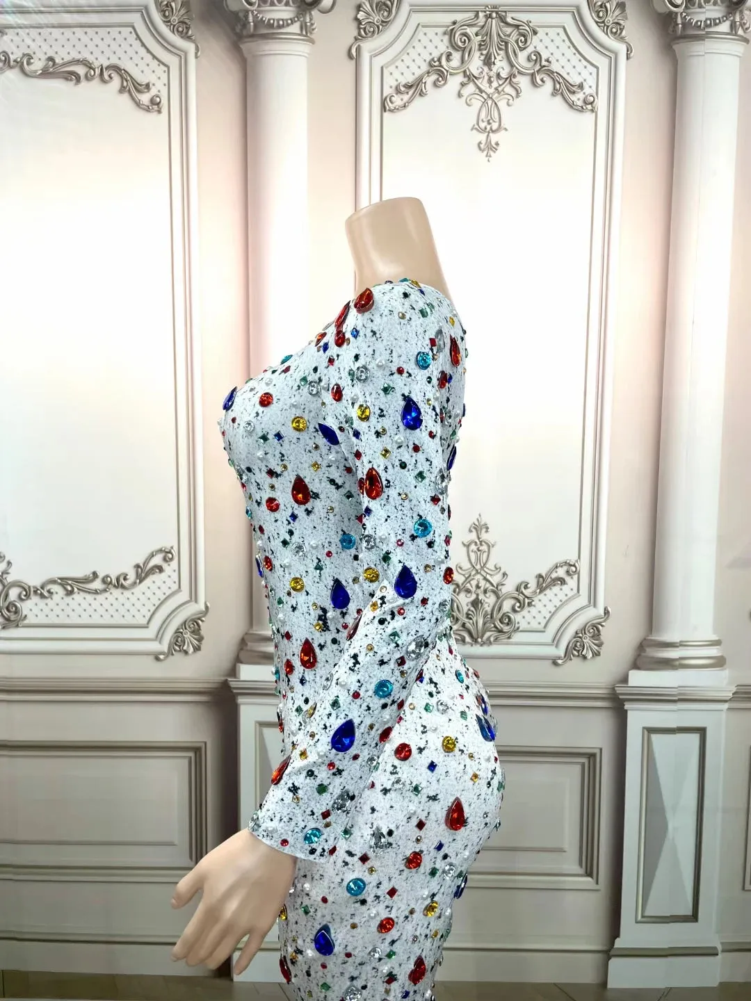 Trend4us Glamorous One-Shoulder Crystal-Embellished Jumpsuit