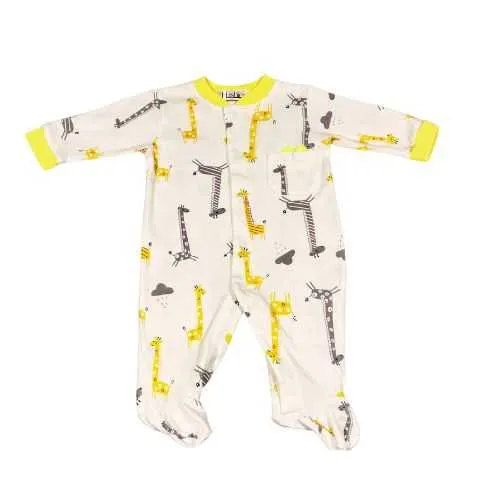 Unisex Baby Giraffe Footed Cotton Jumpsuit