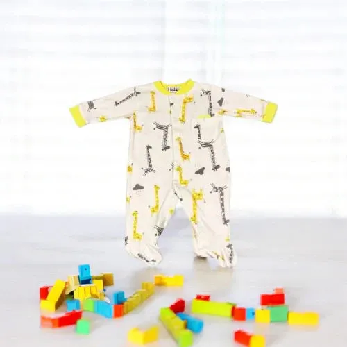 Unisex Baby Giraffe Footed Cotton Jumpsuit