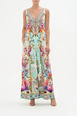 V NECK FLARED JUMPSUIT HONEY HONEY