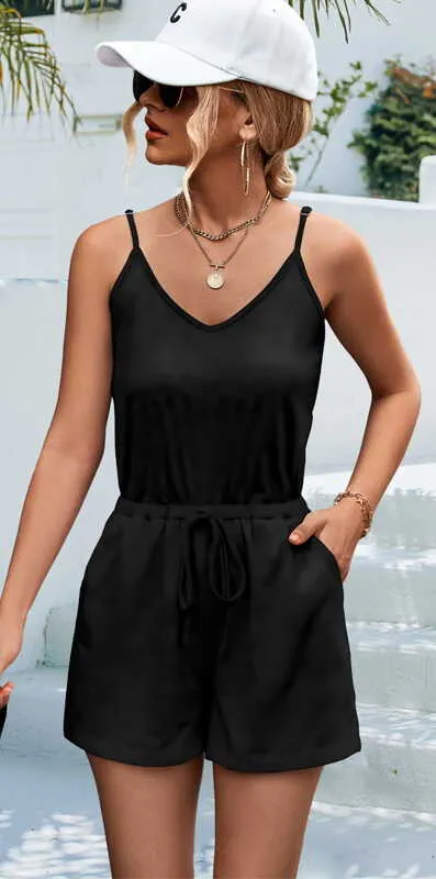 V-Neck Loose Casual Sling Jumpsuit