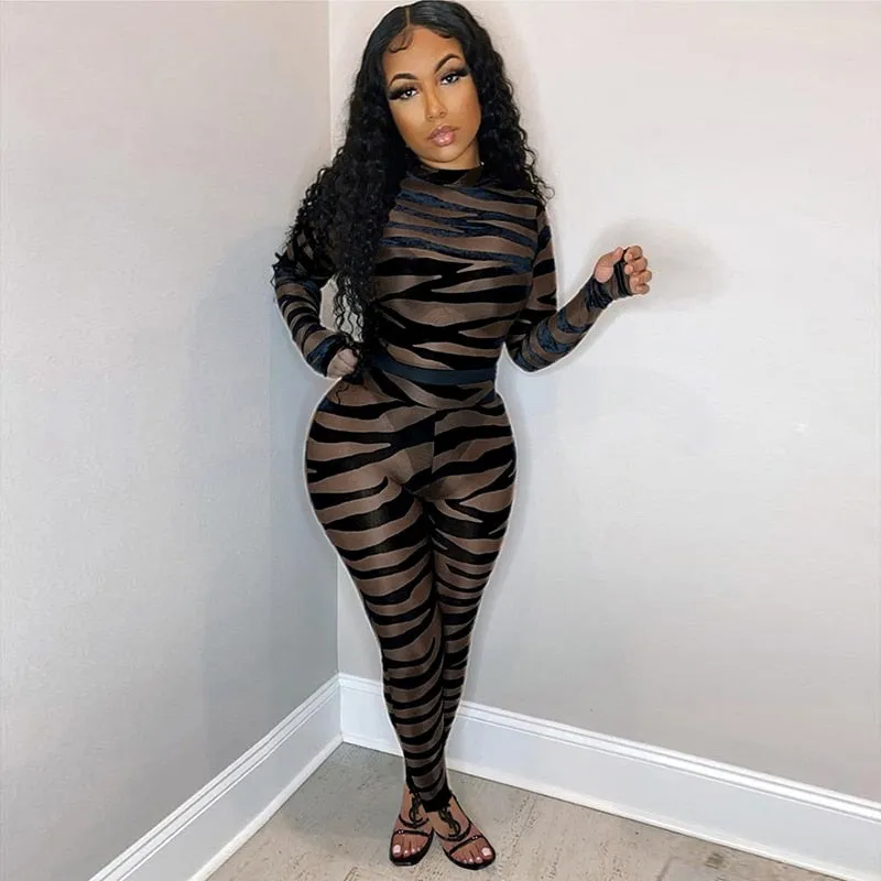 Velvet Mesh Patchwork Skinny Jumpsuit