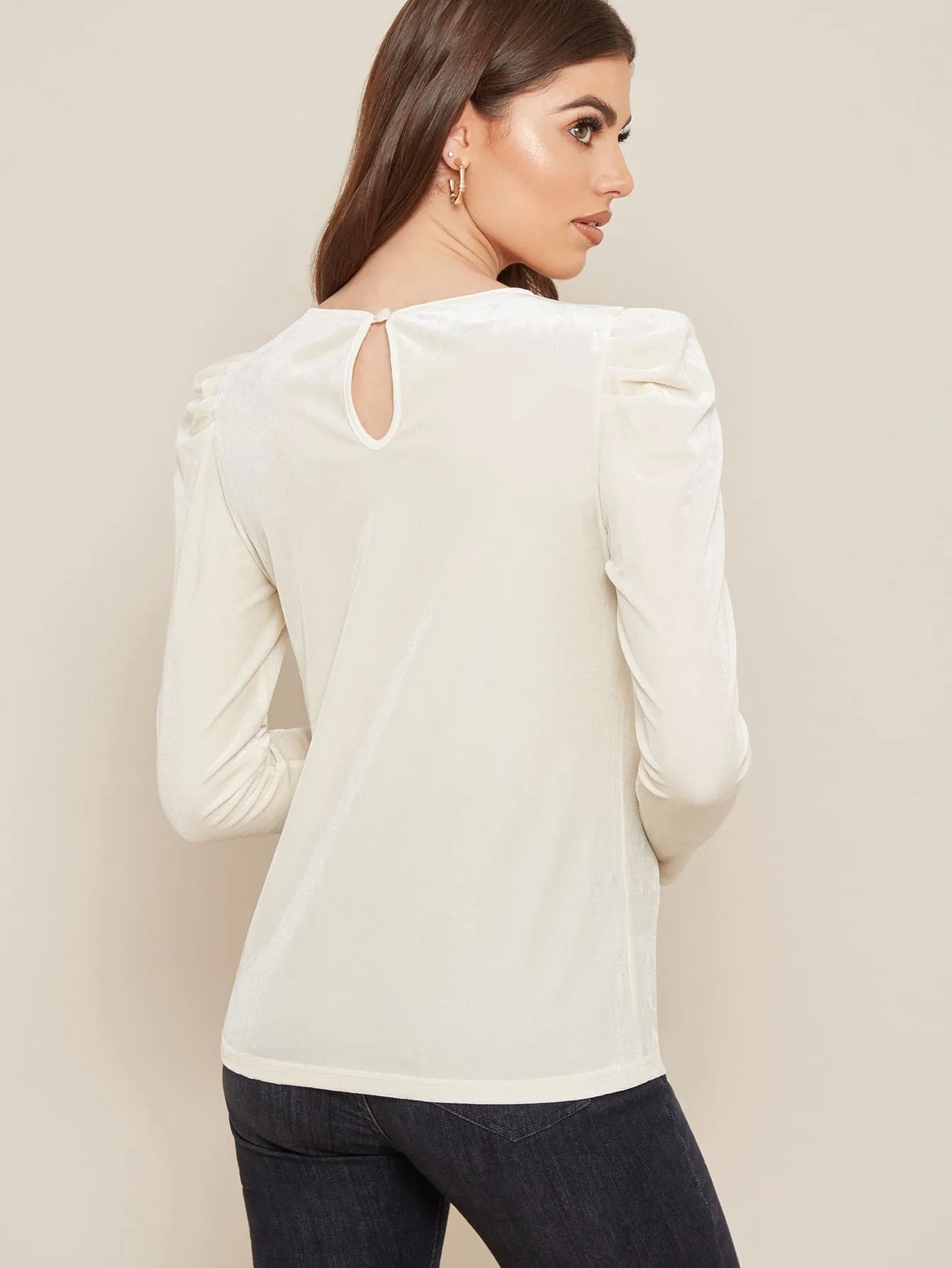 Velvet Puff Sleeve T-shirt
