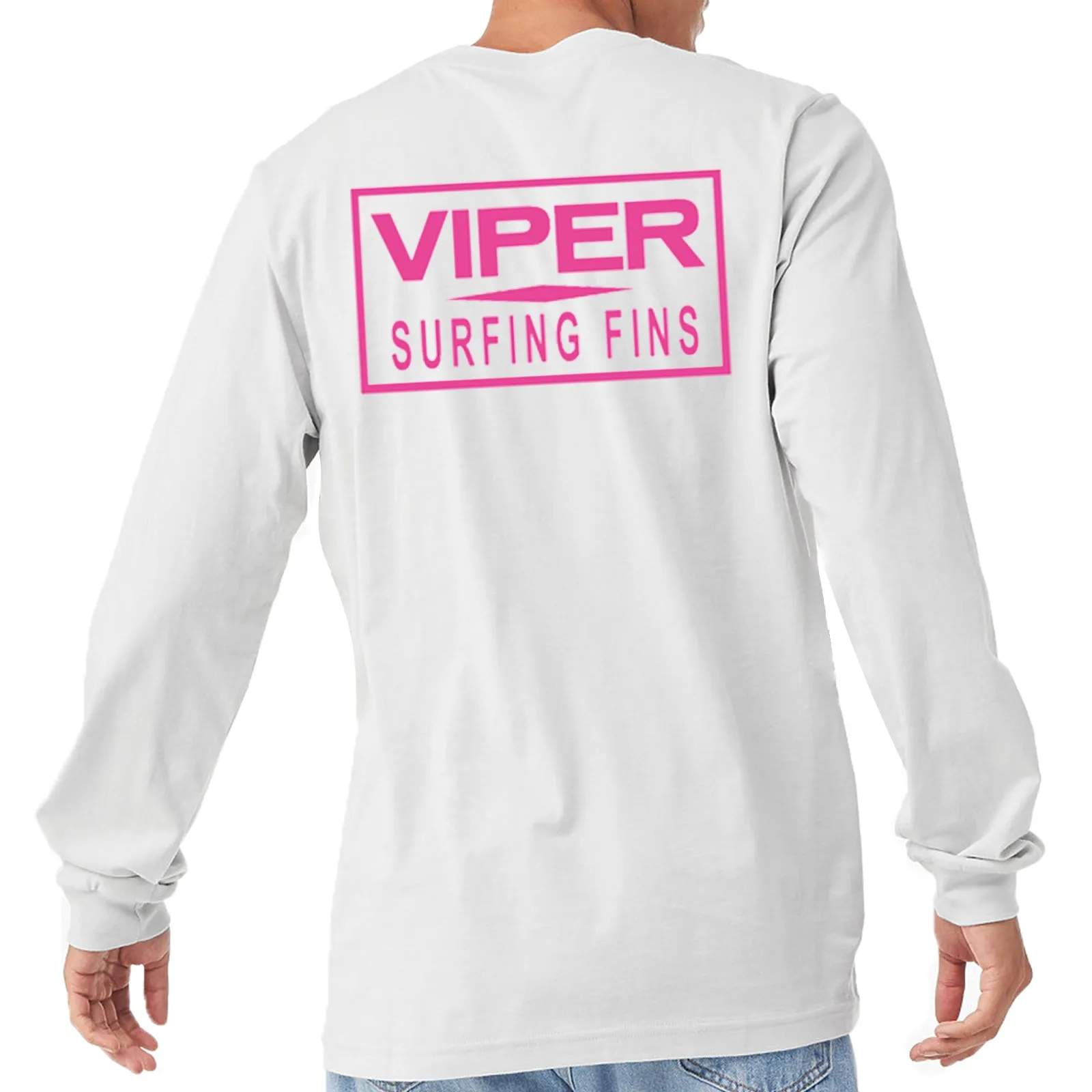 Viper Swimfins Pink Logo Long Sleeve T-Shirt - White/Pink