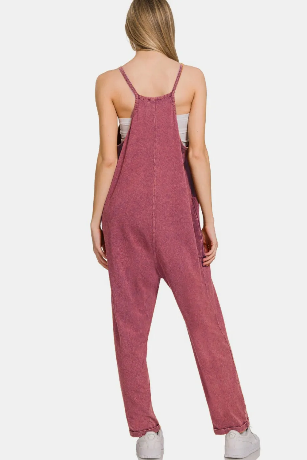 Washed Out Jumpsuit in Dark Burgundy