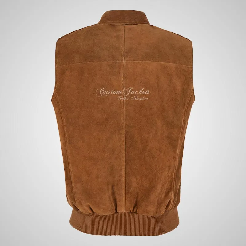 WEND Men's Suede Gilet Soft Leather Body Warmer Sleeveless Jacket