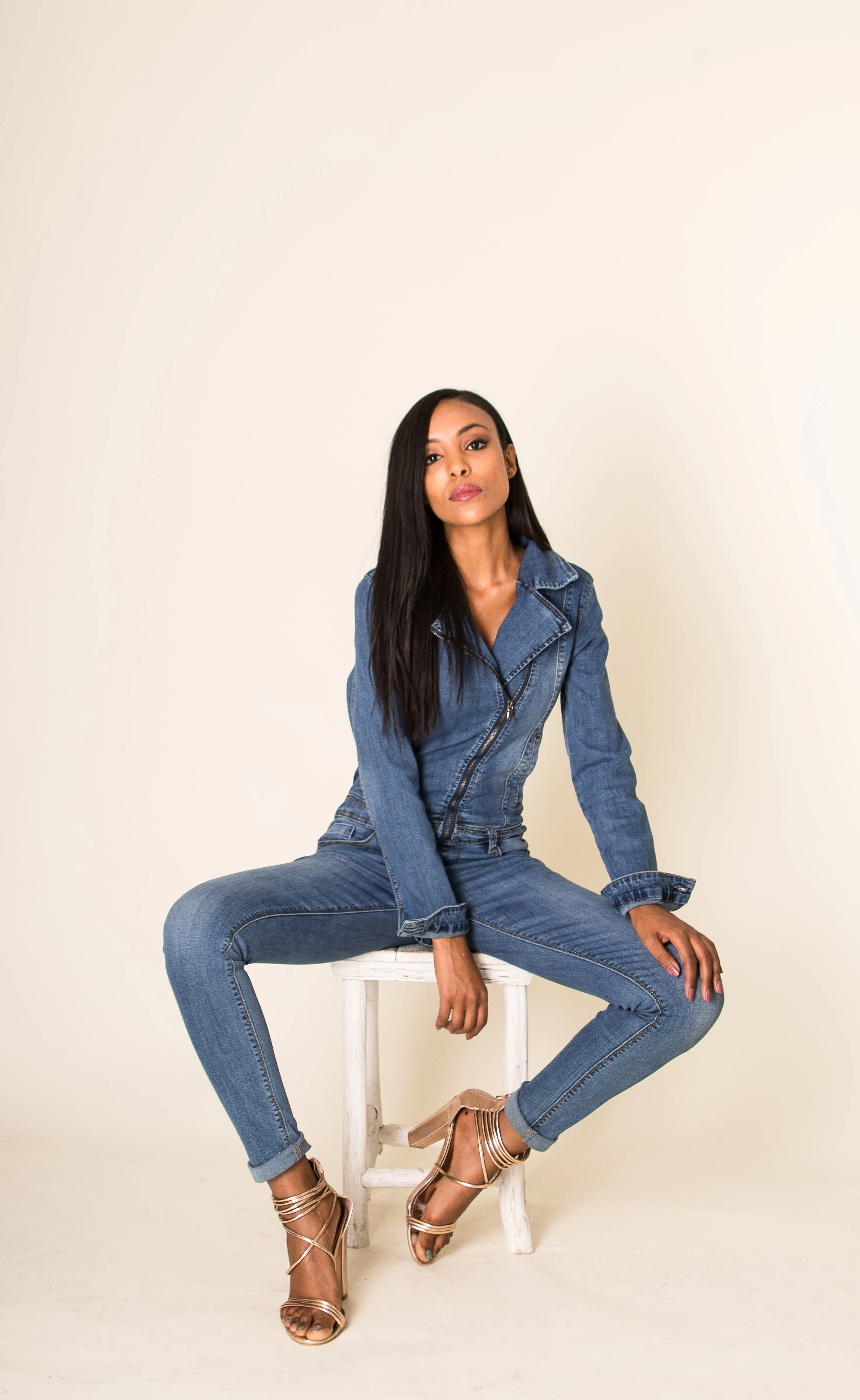 Wholesale Faded Blue Jeans Jumpsuit