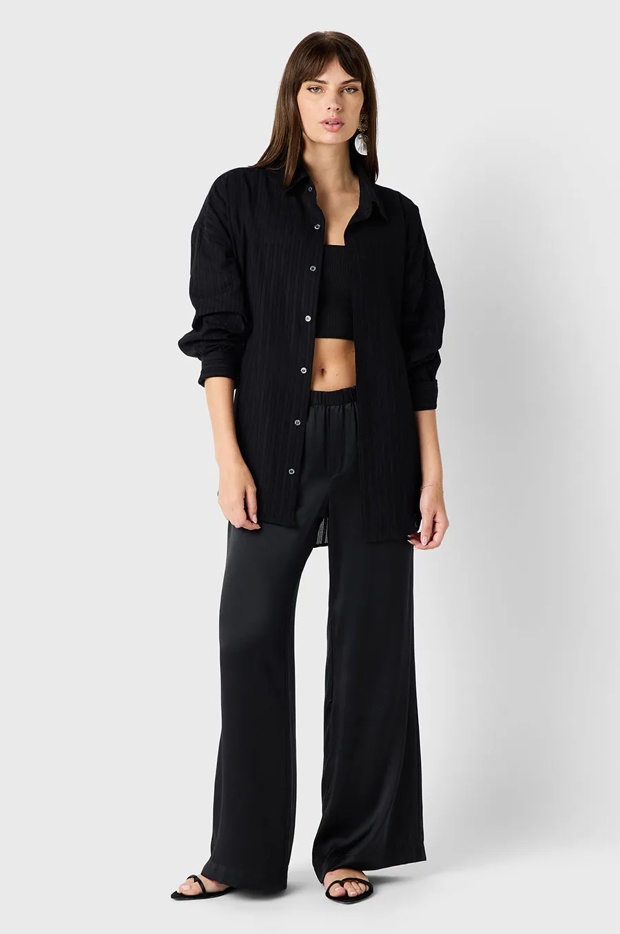 WIDE LEG PANT IN BLACK SILK