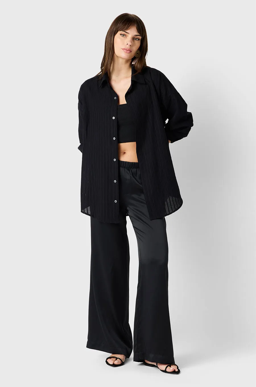 WIDE LEG PANT IN BLACK SILK
