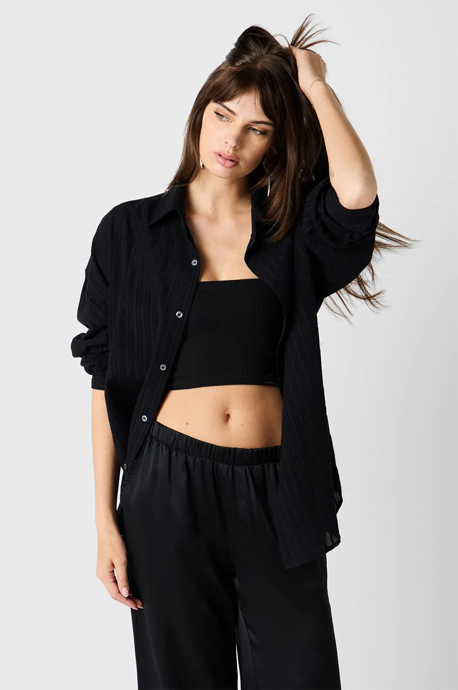 WIDE LEG PANT IN BLACK SILK