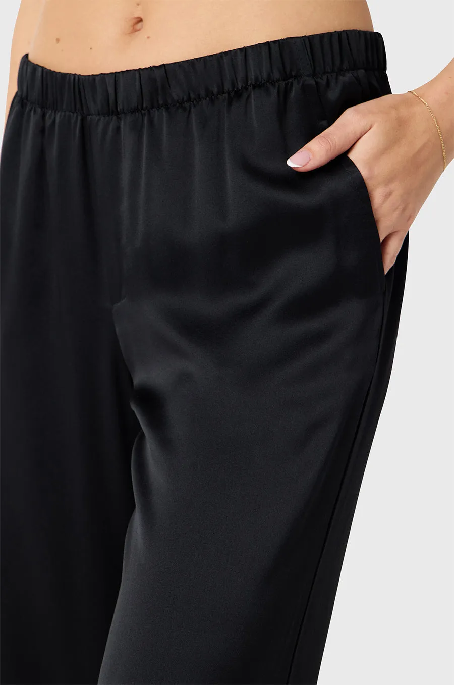 WIDE LEG PANT IN BLACK SILK