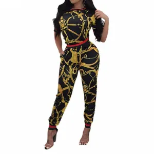 Women Casual Two Pieces Print Jumpsuit (Plus Size)