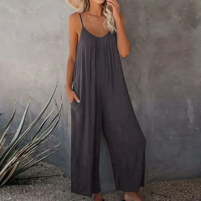 Women Sleeveless Straps Jumpsuits