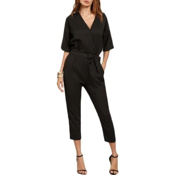 Women Solid Half Sleeve Jumpsuit