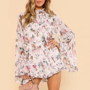 Women's Summer Casual Chiffon High-Waist Jumpsuit With Print