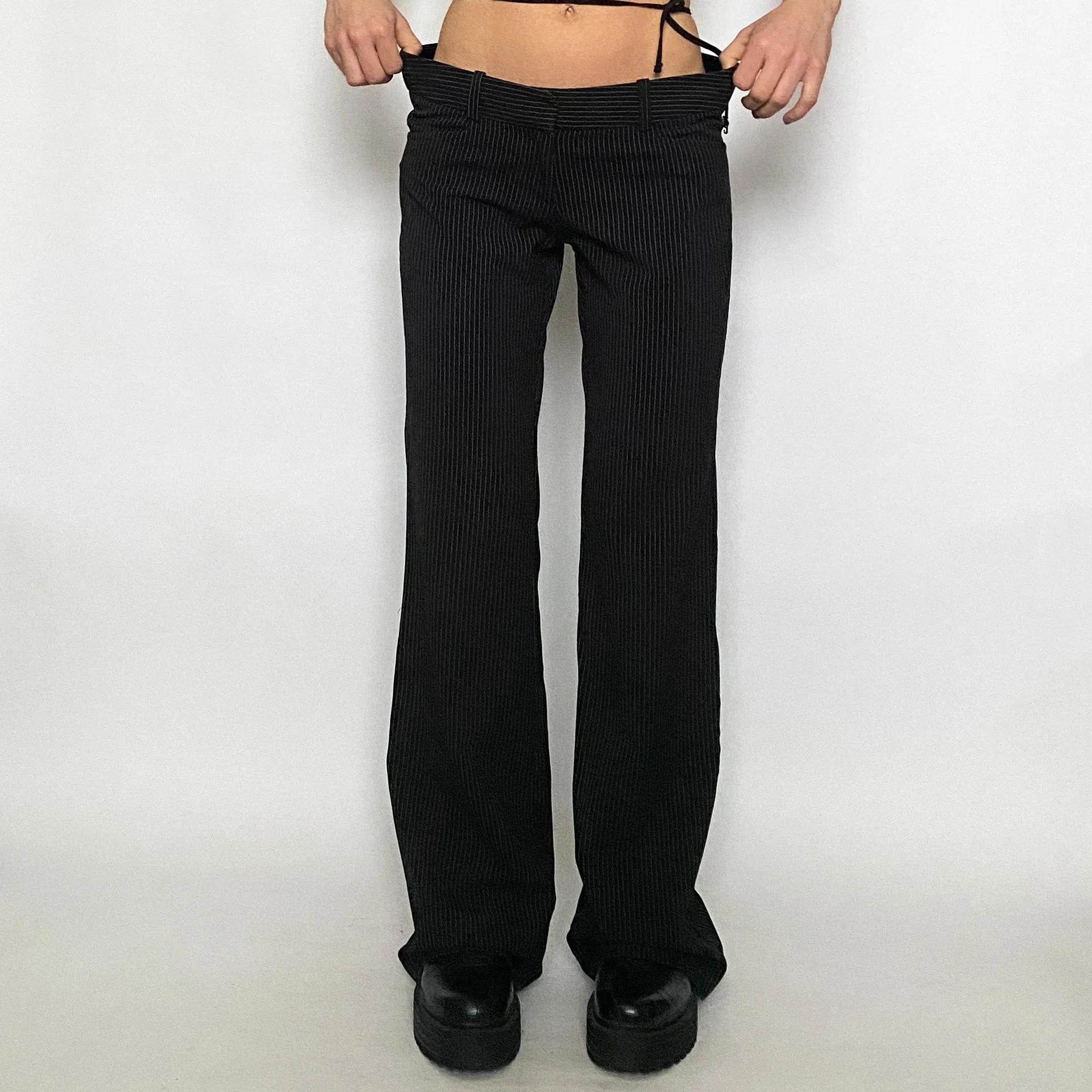 y2k pinstripe low rise trousers - small