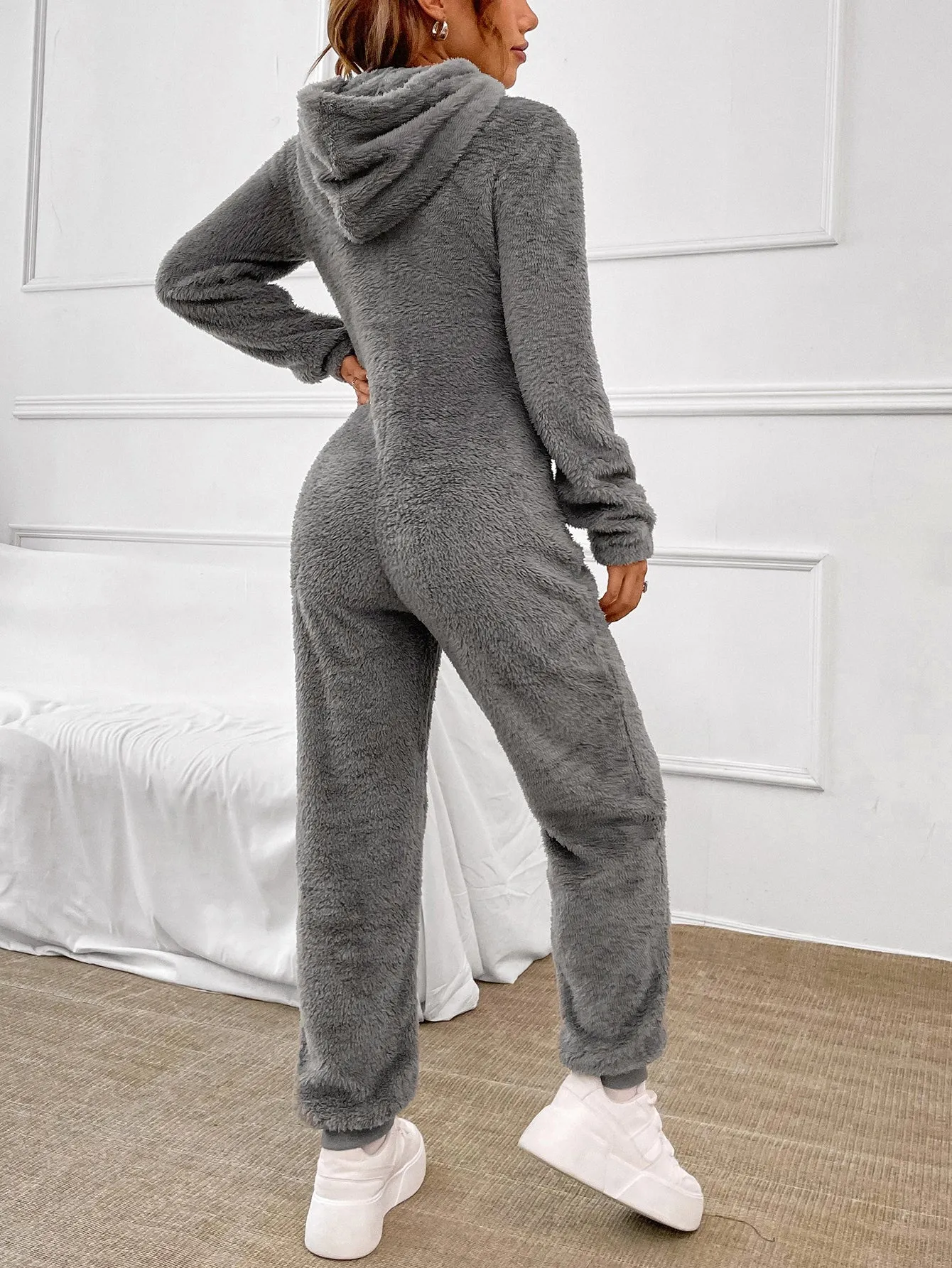 Zip Up Hooded Teddy Jumpsuit FW23